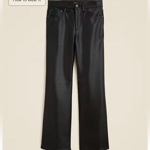 J. Crew Charley Kickout Cropped Pant in faux leather - Size 30 black